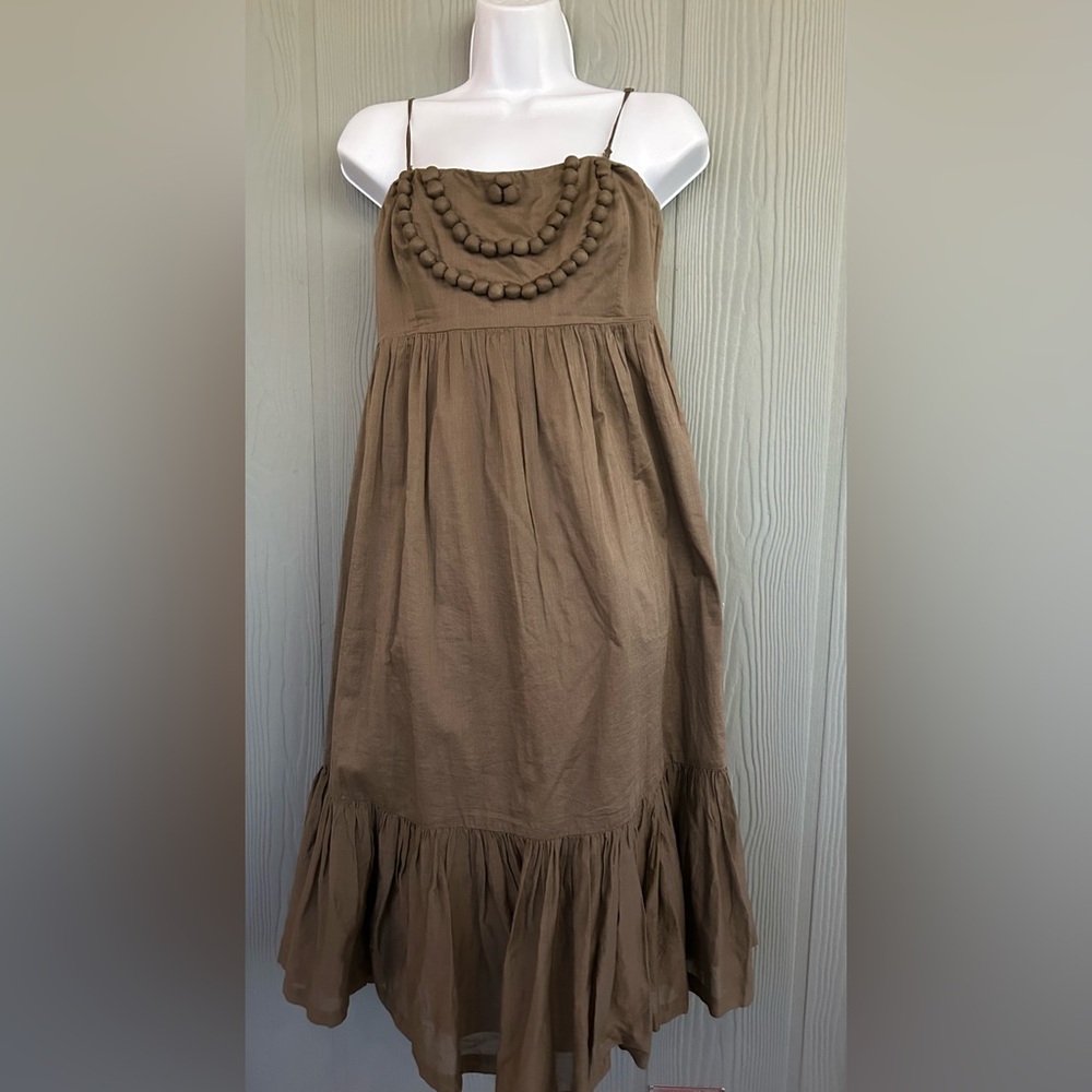 107*.GAP Women's Boho Fit Flare Dress
Taupe Empire Ruffle Hem.Lined